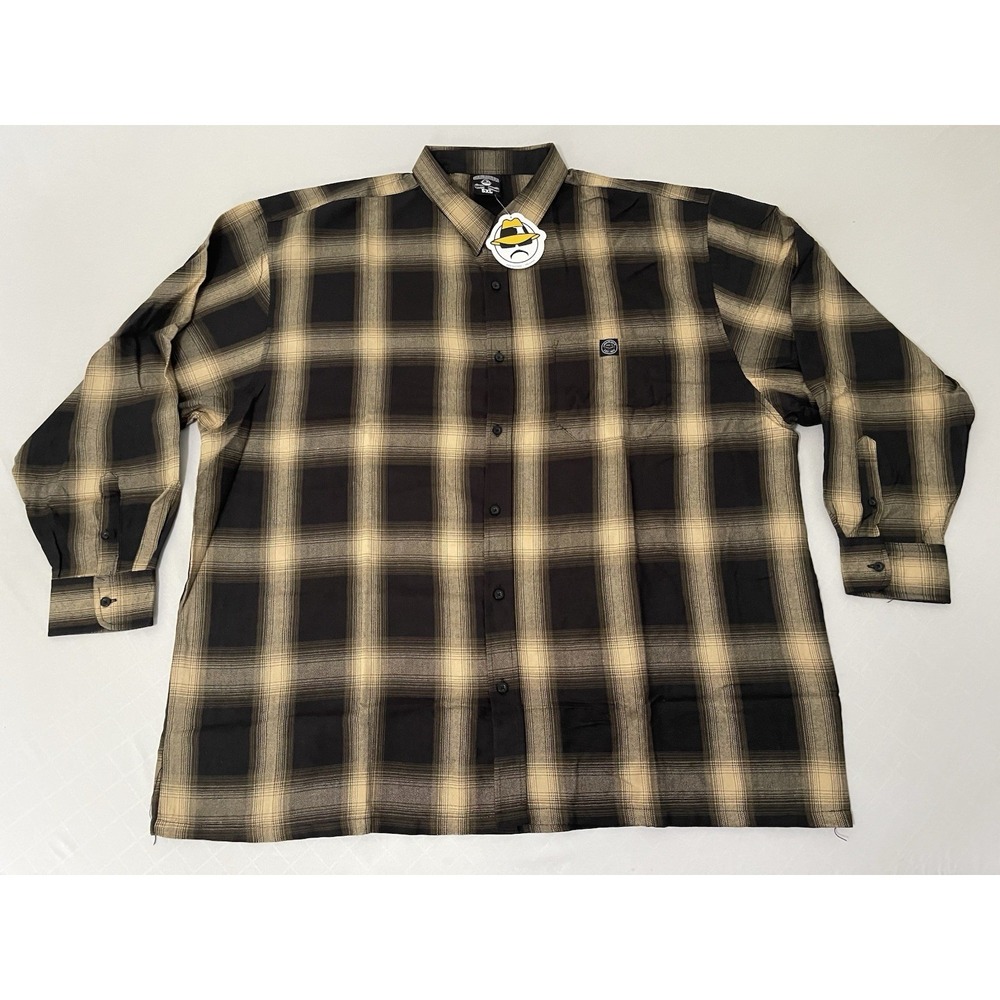 NWT Lowrider Shirt‎ Mens 5XL Black Brown Flannel Chicano Gangster OG Plaid